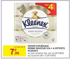 PAPIER HYGIÉNIQUE DERMO DOUCEUR X14 + 4 OFFERTS KLEENEX