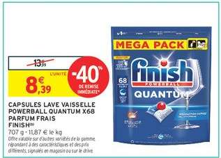 CAPSULES LAVE VAISSELLE POWERBALL QUANTUM X68 PARFUM FRAIS FINISH