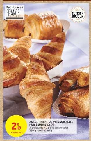 ASSORTIMENT DE VIENNOISERIES PUR BEURRE X6