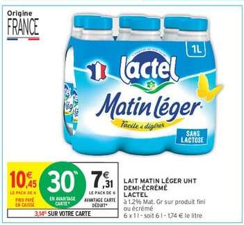 Lait Matin Léger UHT Demi-Écrémé Lactel