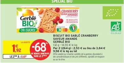 Biscuit Bio Sablé Cranberry Saveur Amande