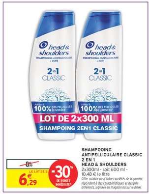 Shampooing Antipelliculaire Classic 2 en 1 Head & Shoulders