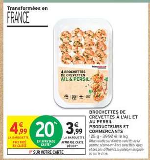 BROCHETTES DE CREVETTES À L'AIL ET AU PERSIL PRODUCTEURS ET COMMERÇANTS