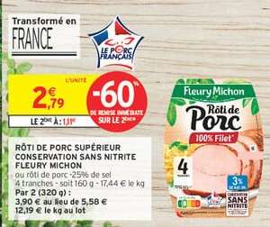 RÔTI DE PORC SUPÉRIEUR CONSERVATION SANS NITRITE FLEURY MICHON
