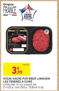 STEAK HACHÉ PUR BŒUF LIMOUSIN LES TENDRES À CUIRE