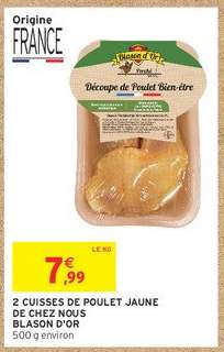 2 CUISSES DE POULET JAUNE DE CHEZ NOUS BLASON D'OR