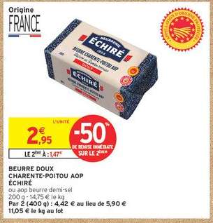BEURRE DOUX CHARENTE-POITOU AOP ÉCHIRÉ