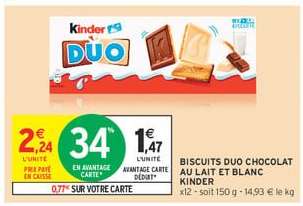 Biscuits Duo Chocolat au Lait et Blanc Kinder