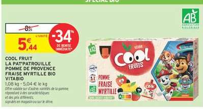 COOL FRUIT LA PAT'PATROUILLE POMME DE PROVENCE FRAISE MYRTILLE BIO VITABIO