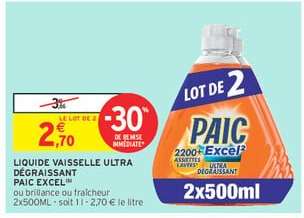 Liquide Vaisselle Ultra Dégraissant Paic Excel