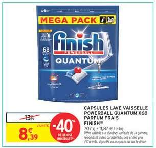 CAPSULES LAVE VAISSELLE POWERBALL QUANTUM X68 PARFUM FRAIS FINISH