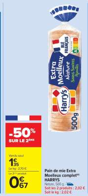 Pain de mie Extra Moelleux complet HARRYS