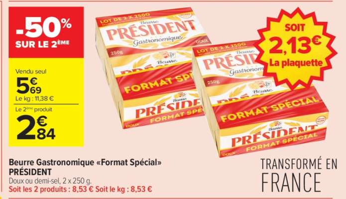 Beurre gastronomique "Format Spécial" PRÉSIDENT