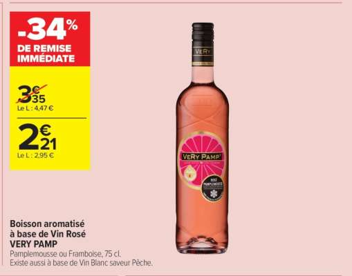 Boisson aromatisé à base de Vin Rosé VERY PAMP