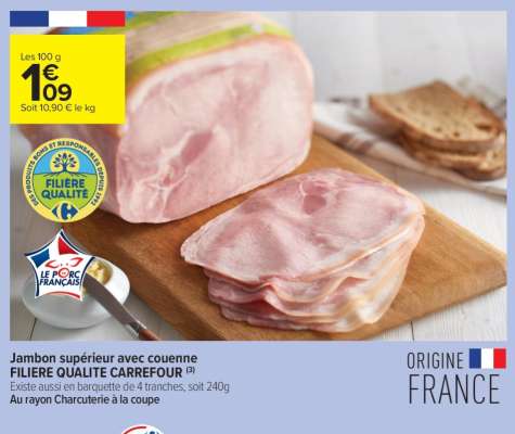 Jambon supérieur avec couenne FILIERE QUALITE CARREFOUR