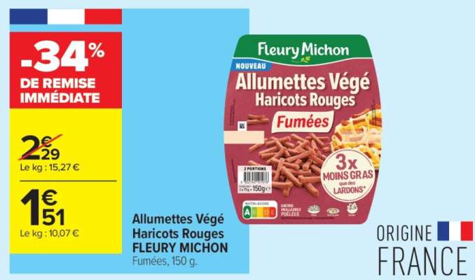 Allumettes Végé Haricots Rouges FLEURY MICHON
