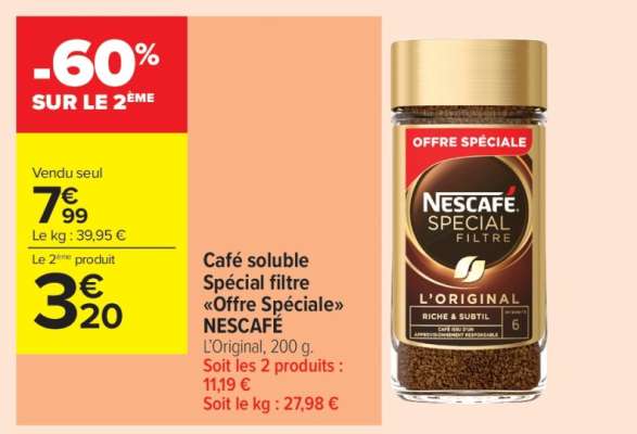 Café soluble Spécial filtre «Offre Spéciale» NESCAFÉ