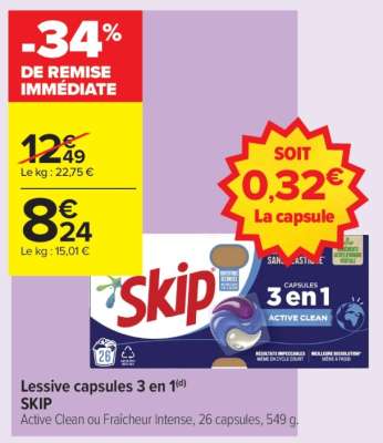 LESSIVE CAPSULES 3 EN 1 SKIP