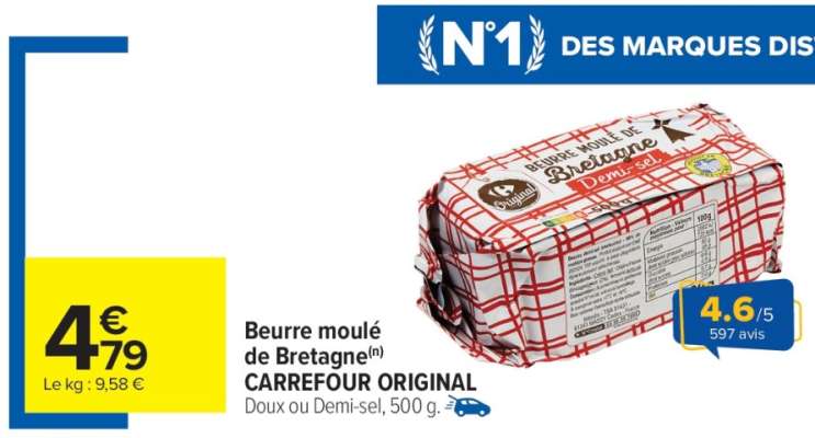 Beurre Moulé de Bretagne Carrefour Original