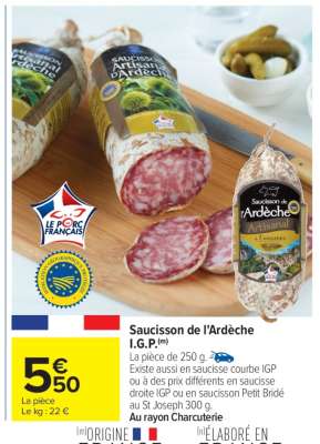 Saucisson de l'Ardèche I.G.P.
