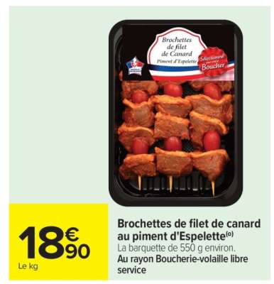 Brochettes de filet de canard au piment d'Espelette