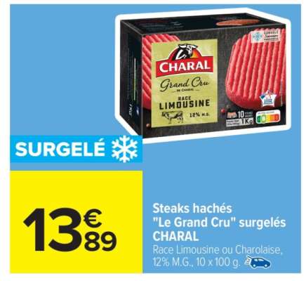 Steaks hachés "Le Grand Cru" surgelés CHARAL