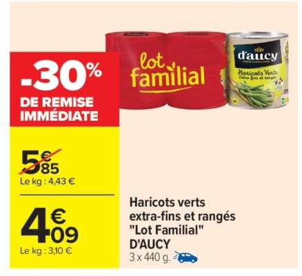 Haricots verts extra-fins et rangés "Lot Familial" D'AUCY