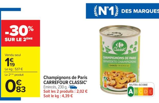 Champignons de Paris CARREFOUR CLASSIC'