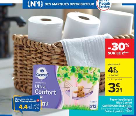 Papier hygiénique Ultra Confort CARREFOUR ESSENTIAL