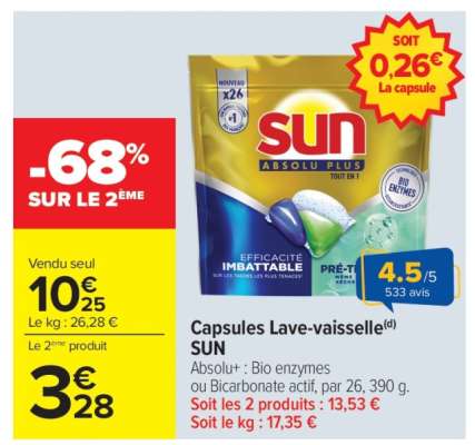 Capsules Lave-vaisselle SUN