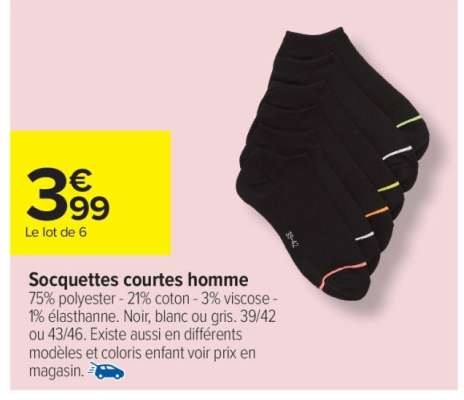 Socquettes courtes homme