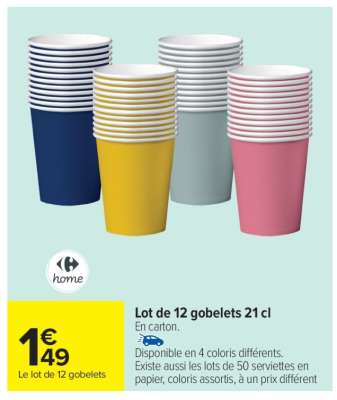 Lot de 12 gobelets 21 cl