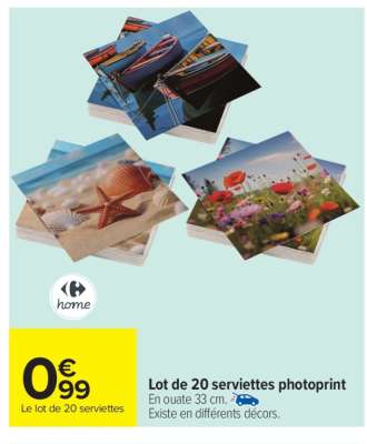 Lot de 20 serviettes photoprint