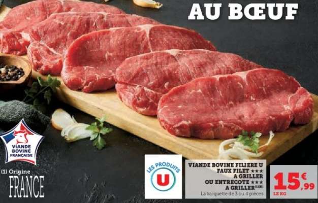 Viande Bovine Filière U Faux Filet ou Entrecôte à Griller
