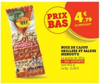 NOIX DE CAJOU GRILLÉES ET SALÉES MENGUY'S