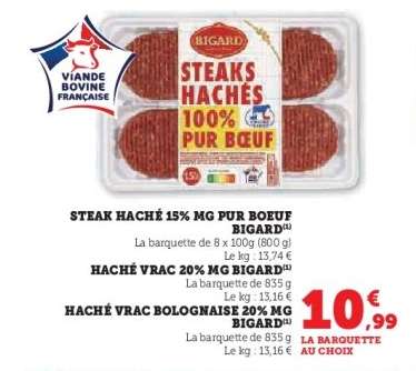 STEAK HACHÉ 15% MG PUR BOEUF BIGARD