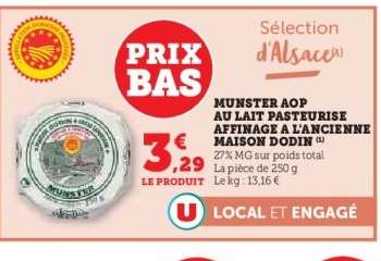 MUNSTER AOP AU LAIT PASTEURISÉ AFFINAGE À L'ANCIENNE MAISON DODIN