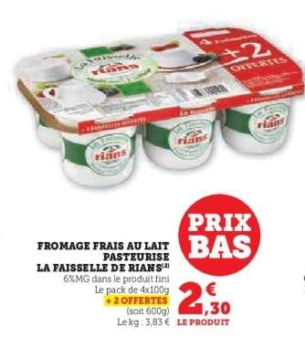 FROMAGE FRAIS AU LAIT PASTEURISÉ LA FAISSELLE DE RIANS