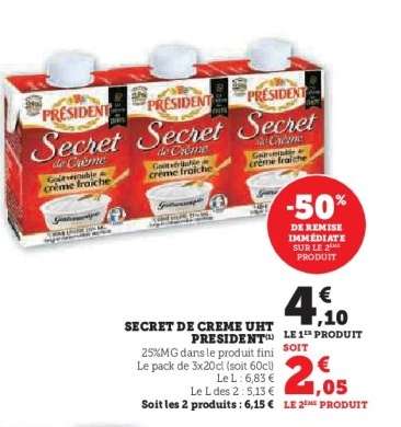 SECRET DE CRÈME UHT PRESIDENT