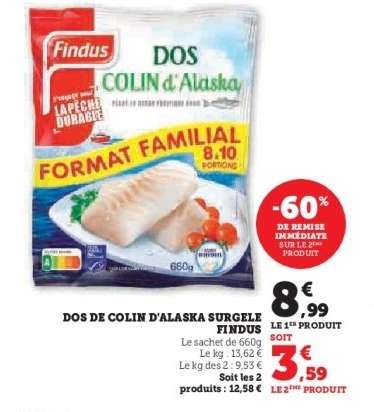 DOS DE COLIN D'ALASKA SURGELE FINDUS