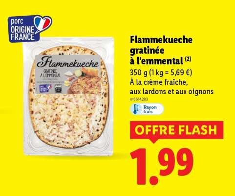 Flammekueche gratinée à l’emmental