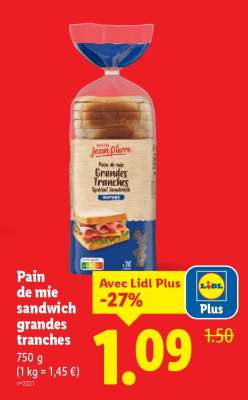 Pain de mie sandwich grandes tranches
