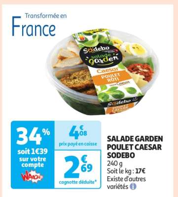 Salade Garden Poulet Caesar Sodebo