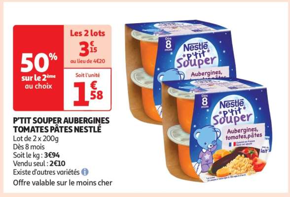 P'TIT SOUPER AUBERGINES TOMATES PÂTES NESTLÉ