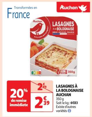 Lasagnes À La Bolognaise Auchan