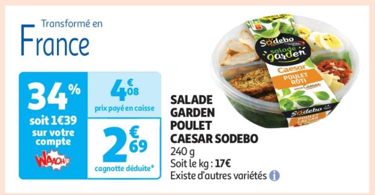 Salade Garden Poulet Caesar Sodebo