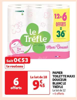 Papier Toilette Maxi Douceur Blanc Le Trefle