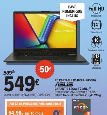 PC PORTABLE R1400FA-NK550W