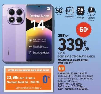 SMARTPHONE XIAOMI REDMI NOTE PRO 14
