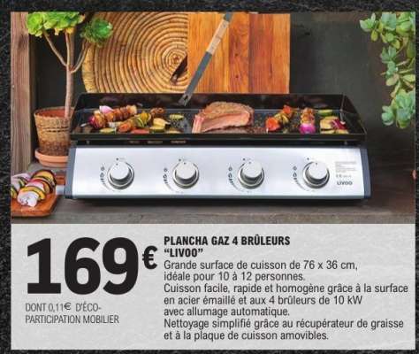 PLANCHA GAZ 4 BRÛLEURS "LIVOO"
